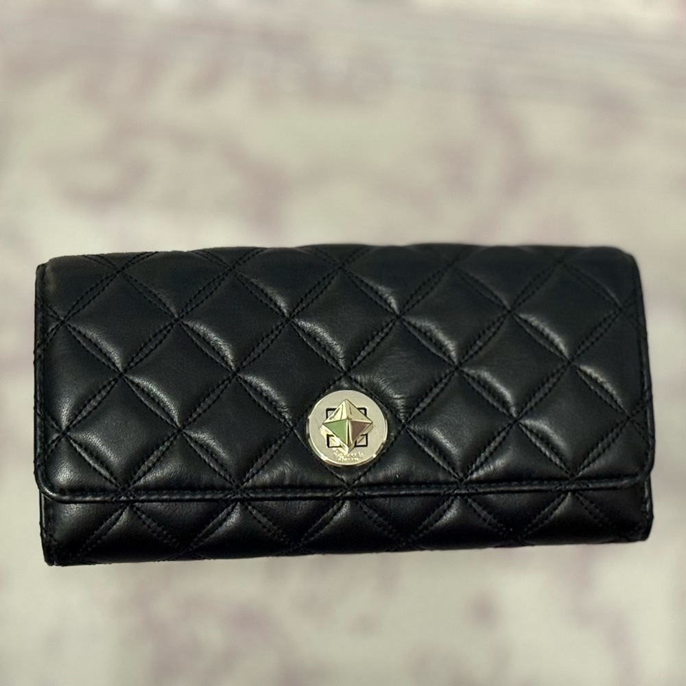 Elegant Black Quilted Kate Spade Wallet